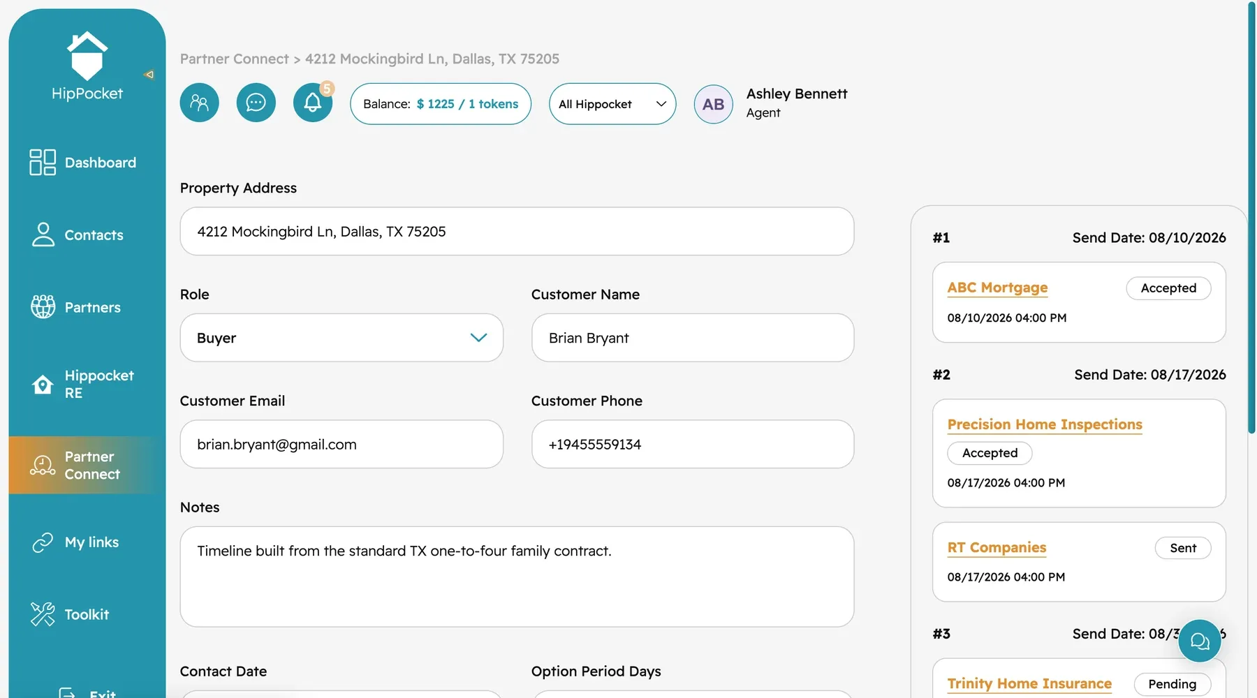 Partner Connect transaction timeline with scheduled referrals